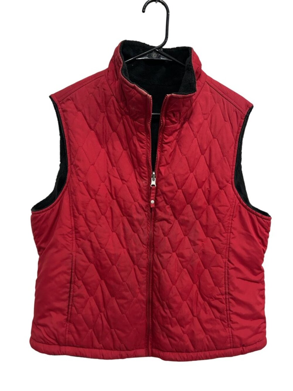 Free Country X-Large Red Quilted Black Fleece Reversible Vest Heritage Style